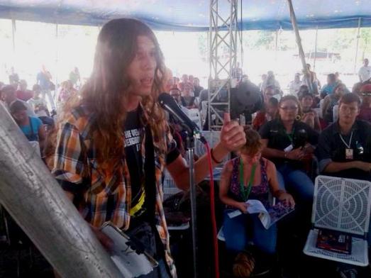 Militant(e)s pour la Loi des Semences traditionnelles et anti-OGMs (en voie d'approbation à l'assemblée nationale). Rencontre pour la biodiversité, la souveraineté alimentaire, l'agroécologie, Naguanagua, État de Carabobo, 8 au 12 octobre 2015