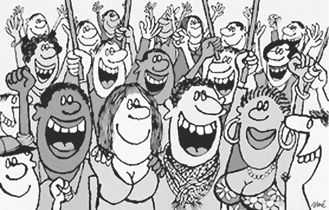 Foule insoumise, dessin de Siné Foule insoumise, dessin de Siné